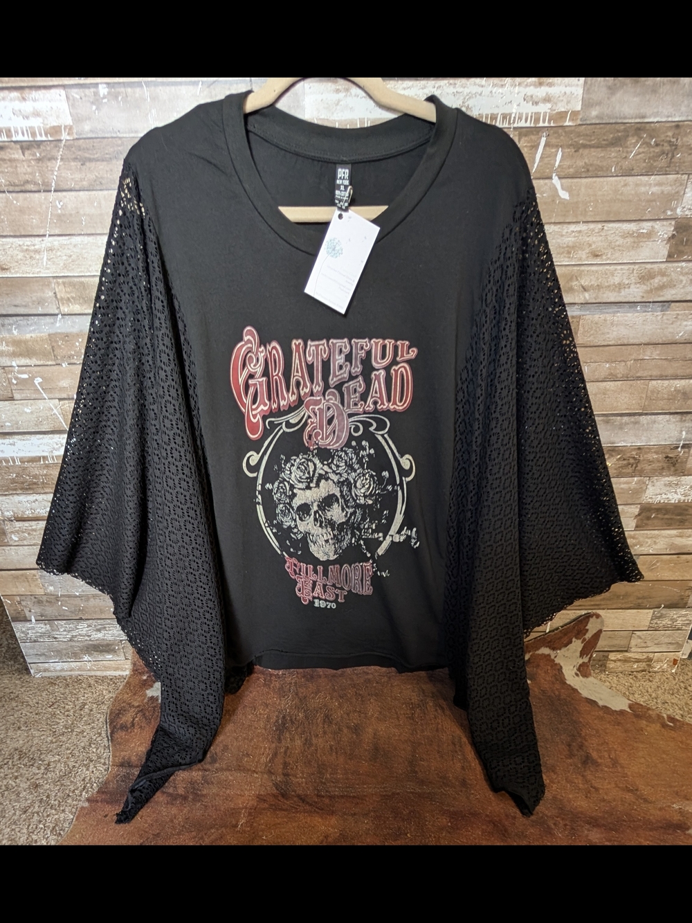 Grateful Dead Graphic Handcrafted Boho Bat Winged Top